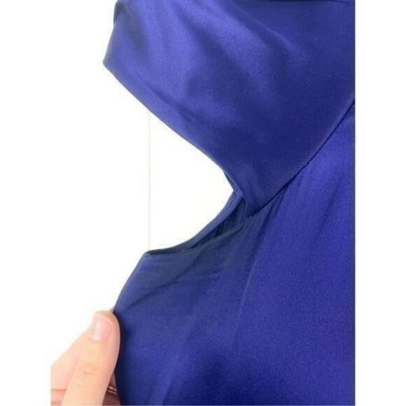 Theory Women's Silk Lowther Pleat Neck Blouse Top‎ Blue S - Picture 3 of 10